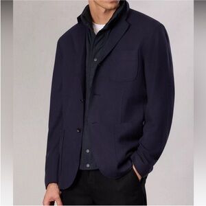 NWT rag & bone Achilles Japanese Wool Cardigan Blazer Navy 46R | Knit Sport Coat
